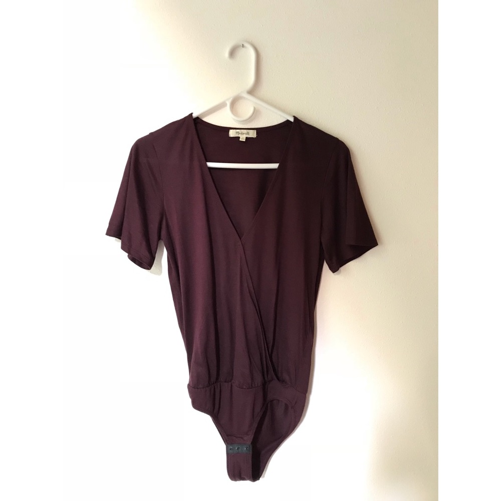 Madewell Faux Wrap Bodysuit - Burgundy